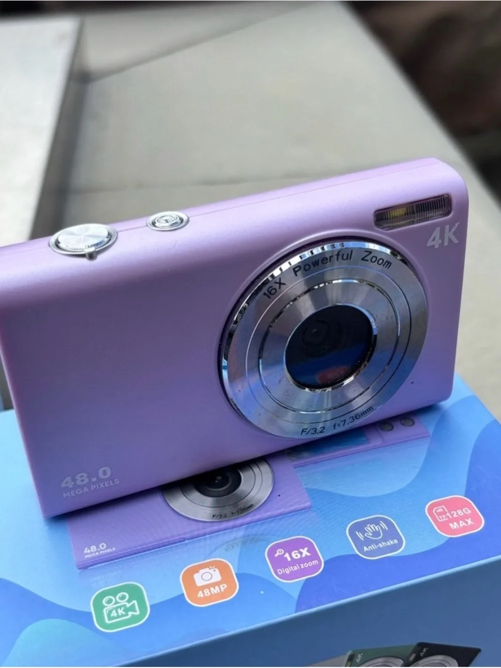Purple 4K Digital Camera 📸 48MP Point & Shoot | Model DC402